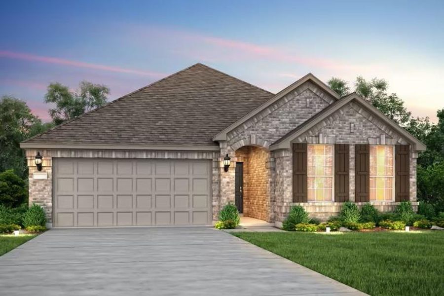 Front exterior of a new home in Mavera, Conroe, TX, highlighting curb appeal (Image 1). Front exterior of a new home in Mavera, Conroe, TX, highlighting curb appeal (Image 1).