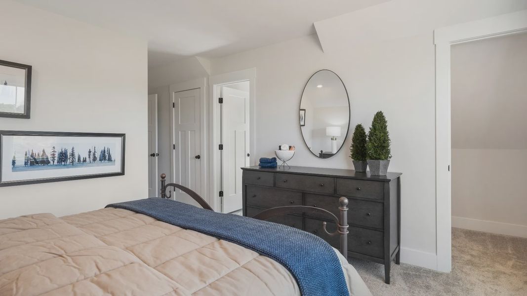 Highly functional bedroom with walk-in closet and tasteful carpet for a restful retreat in Woodruff, SC