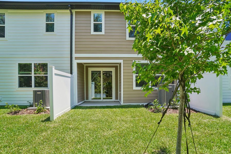 Large backyard with privacy fence