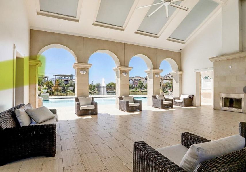 A covered community area adjacent to the pool offers convenience and comfort, complete with men’s and women’s restrooms and changing rooms.