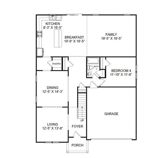 2D floor plan layout of this home in Clairmont, Charlotte, NC (Image 4).