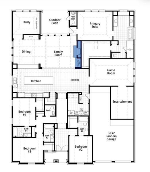 2D floor plan layout for the Treviso Plan by Highland Homes in The Parks at Wilson Creek: 74ft. lots, Celina, TX (Image 3). 2D floor plan layout for the Treviso Plan by Highland Homes in The Parks at Wilson Creek: 74ft. lots, Celina, TX (Image 3).