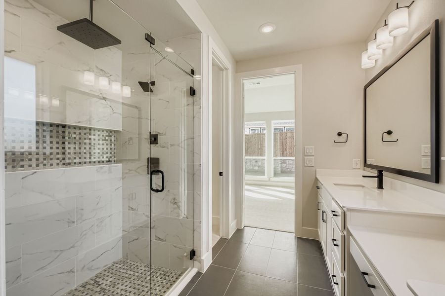 Walk-In Shower with Designer Tile| Plan 1581 | Representative Photo
