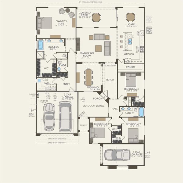 2D floor plan layout for the Catalina by Pulte Homes in Artisan at Asante, Surprise, AZ (Image 3). 2D floor plan layout for the Catalina by Pulte Homes in Artisan at Asante, Surprise, AZ (Image 3).