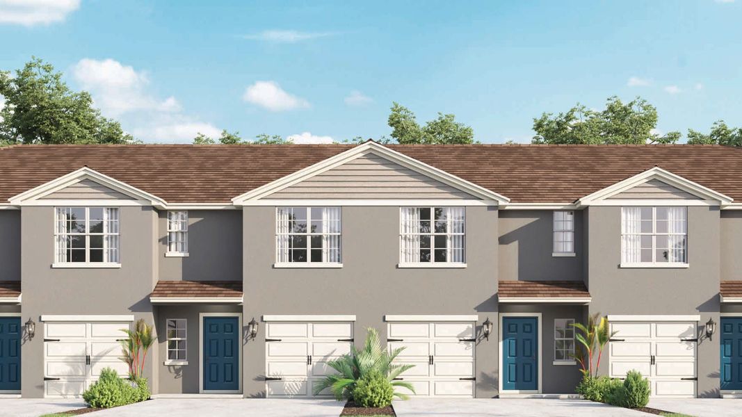 Front exterior of a new home in Sandalwood, New Smyrna Beach, FL, highlighting curb appeal (Image 2).