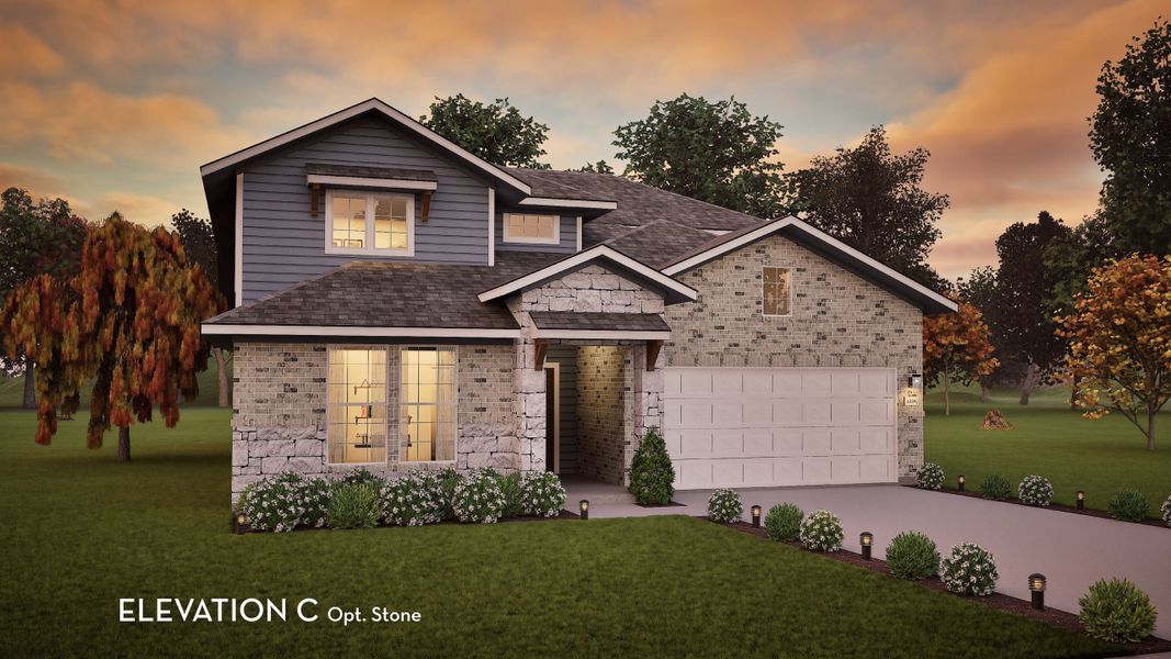 Representative exterior photo of a completed home built from the Yuma by CastleRock Communities in Hickory Ridge, Elmendorf, TX (Image 22). Representative exterior photo of a completed home built from the Yuma by CastleRock Communities in Hickory Ridge, Elmendorf, TX (Image 22).