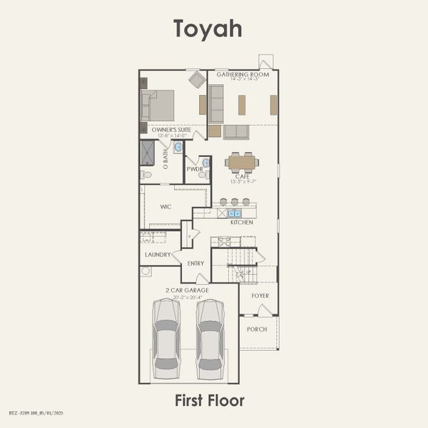 2D floor plan layout for the Toyah by Centex in Ashford Crossing, Princeton, TX (Image 4).
