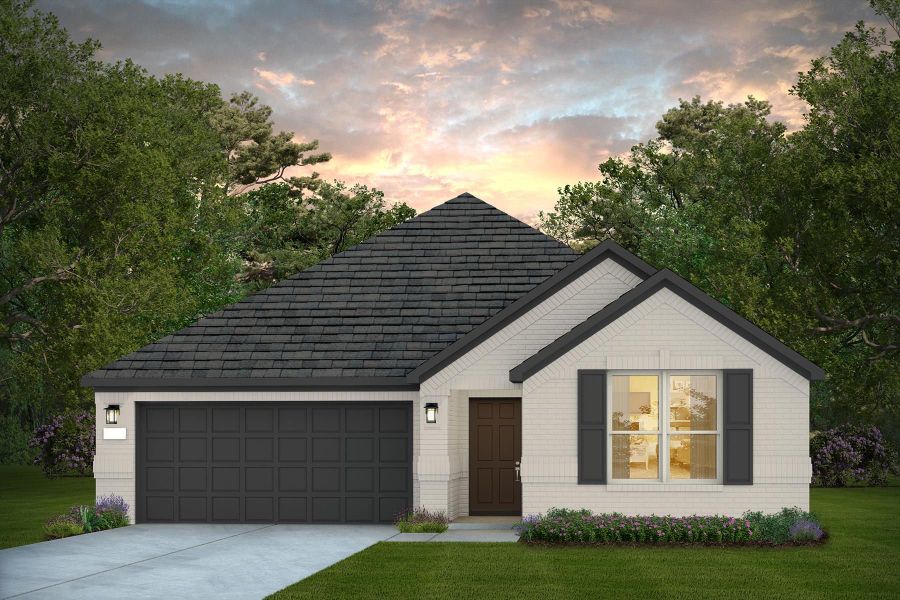 Front exterior of a new home in Corley Farms, Boerne, TX, highlighting curb appeal (Image 1). Front exterior of a new home in Corley Farms, Boerne, TX, highlighting curb appeal (Image 1).