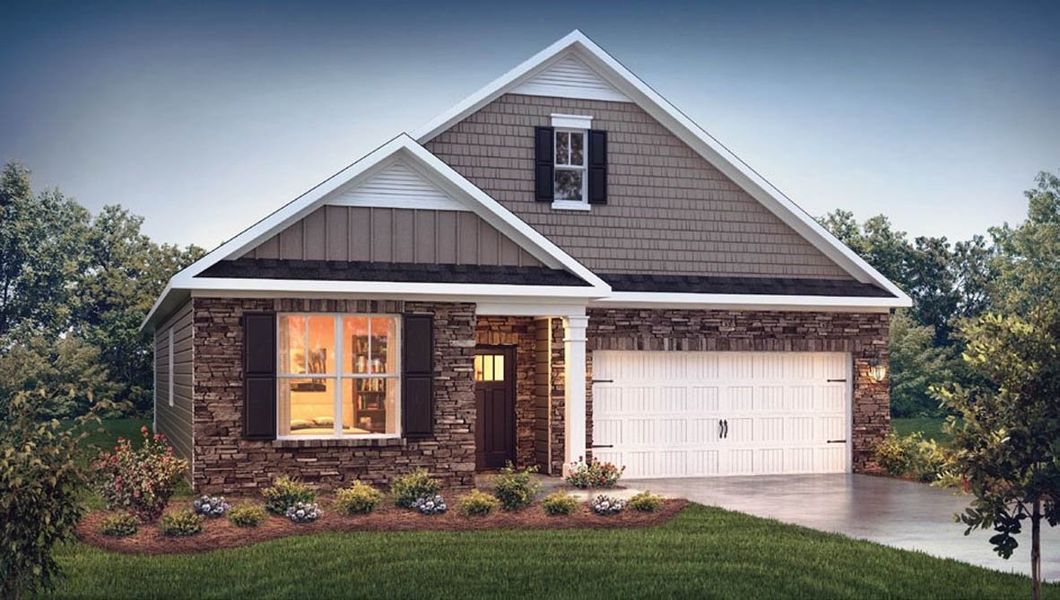 Representative exterior photo of a completed home built from the Dover by D.R. Horton in The Villas at Kinsley, Jamestown, NC (Image 23).