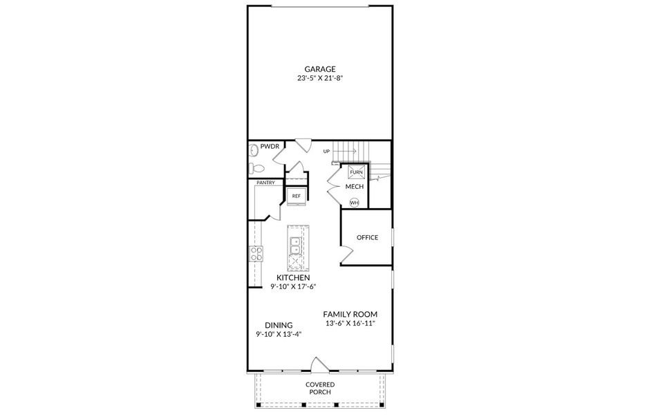 2D floor plan layout for the The Newcomb by Stanley Martin Homes in Croftside Single Family Homes, Powder Springs, GA (Image 3).