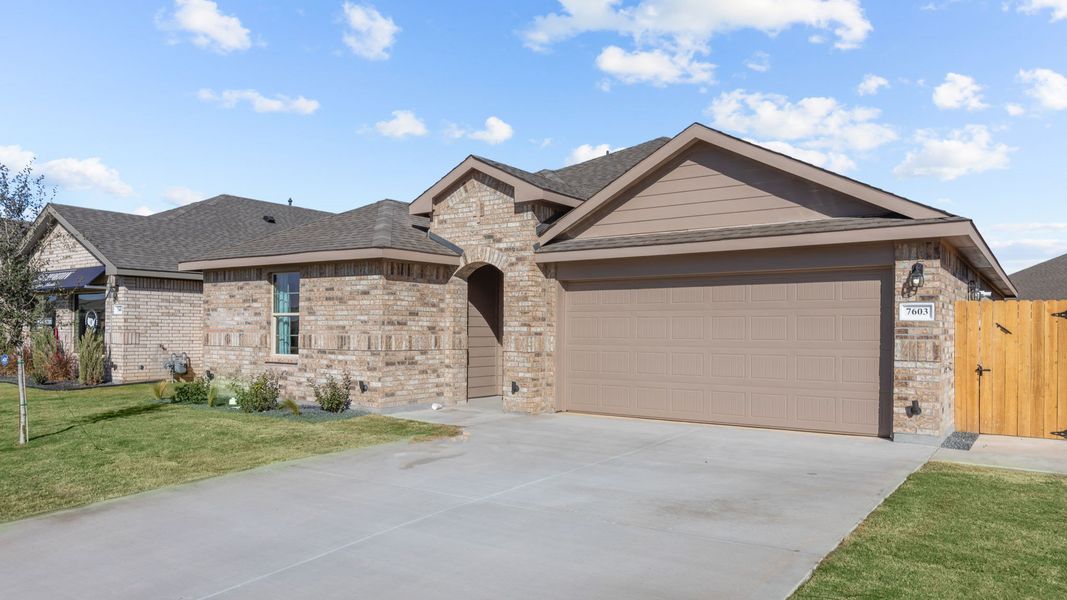 Front exterior of a new home in Homestead at Parks Bell Ranch, Odessa, TX, highlighting curb appeal (Image 21).