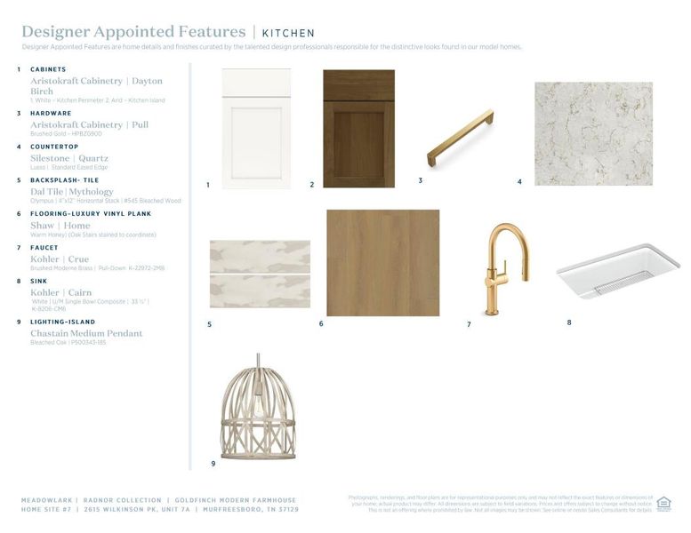 Sample of building materials used in homes in Meadowlark - Radnor Collection, Murfreesboro (Image 7).