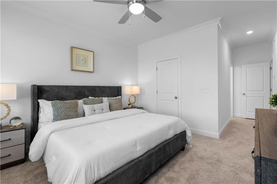 Bright Owner suite with walk in closet *Images shown are from a decorated model of the same floor plan. Design selections and color packages will vary by home.* Bright Owner suite with walk in closet *Images shown are from a decorated model of the same floor plan. Design selections and color packages will vary by home.*