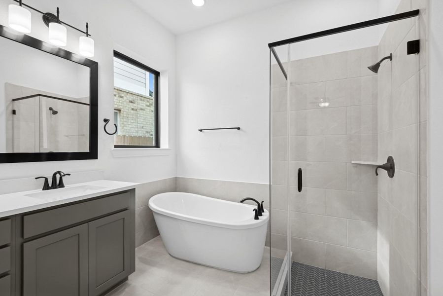 Furnished interior view inside a new home in Riceland - Enclave Row Collection, Mont Belvieu (Image 8).