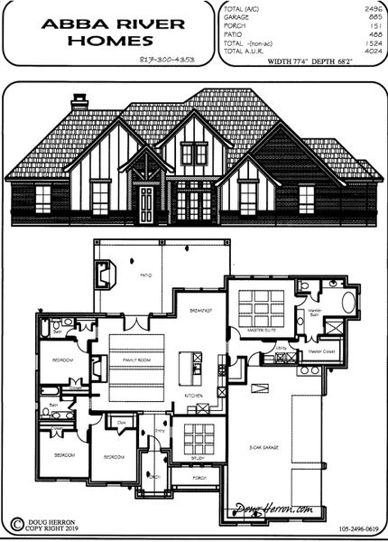 2D floor plan layout for the 105-2496-0619 by Abba River Homes in Stanford Estates, Springtown, TX (Image 3). 2D floor plan layout for the 105-2496-0619 by Abba River Homes in Stanford Estates, Springtown, TX (Image 3).