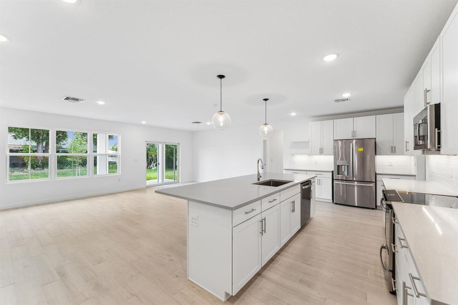 Kitchen, Dining Area & Great Room