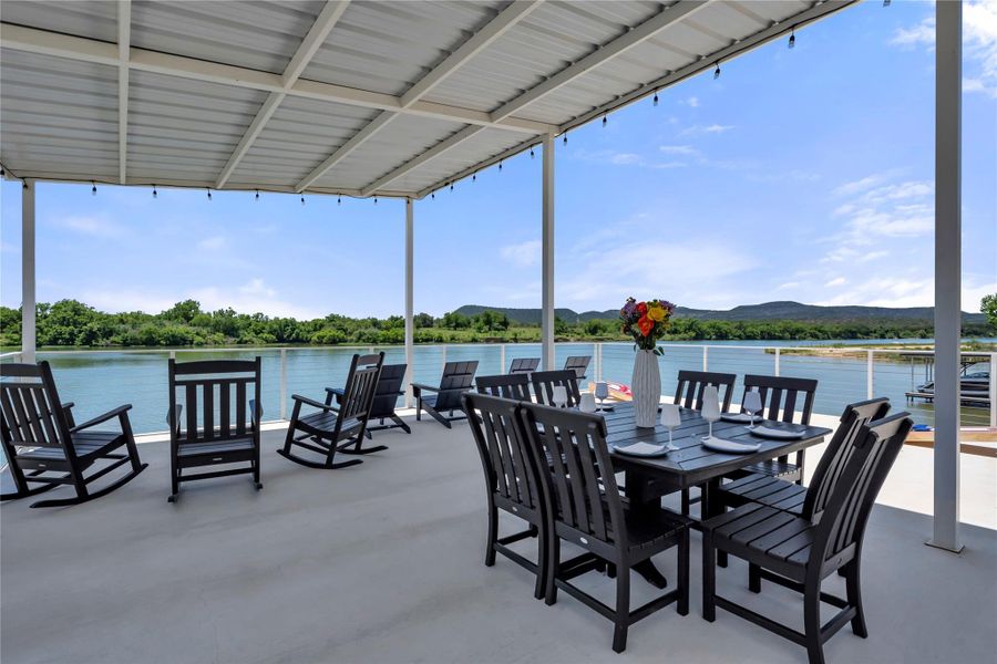 Covered upper deck for year round use all overlooking Lake LBJ!