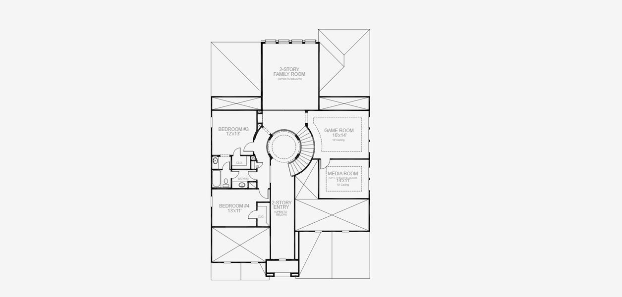 2D floor plan layout for the 3395M by Perry Homes in Lakes of Cane Island, Katy, TX (Image 4).