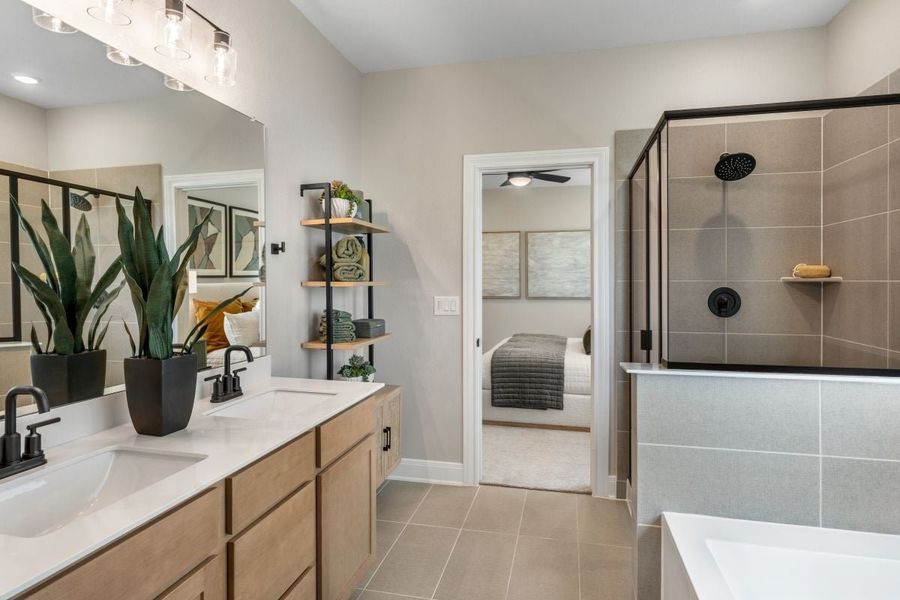 Representative furnished interior of a home built from the 2527 Modeled by KB Home in Creekside at Estancia, Austin (Image 13).