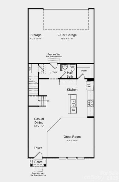 First Floor Plan - Additional Highlights Include: Extended laminate flooring at great room, and 30" freestanding gas ranch pkg