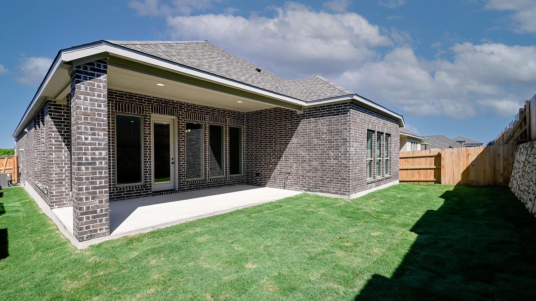 Exterior details and patio area of a home in Crosswinds, Kyle (Image 3). Exterior details and patio area of a home in Crosswinds, Kyle (Image 3).