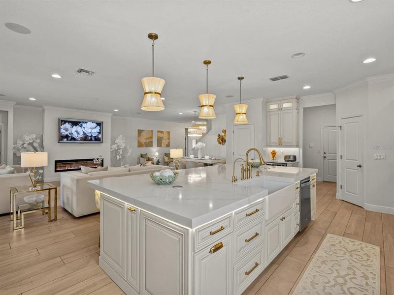 Kitchen Island view to Living Room