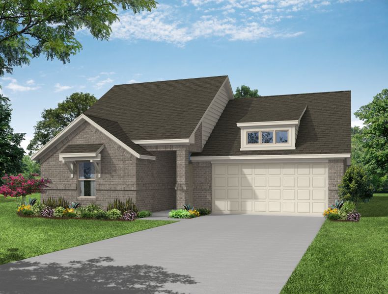 Representative exterior photo of a completed home built from the Boston by Impression Homes in Keeneland, Aubrey, TX (Image 10). Representative exterior photo of a completed home built from the Boston by Impression Homes in Keeneland, Aubrey, TX (Image 10).