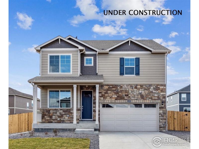 Front exterior of a new home in Carriage Hills, Frederick, CO, highlighting curb appeal (Image 2). Front exterior of a new home in Carriage Hills, Frederick, CO, highlighting curb appeal (Image 2).