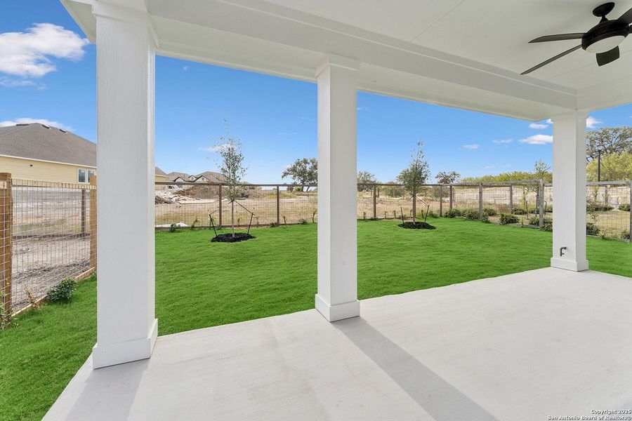 Exterior details and patio area of a home in The Crossvine 45’, Schertz (Image 21).