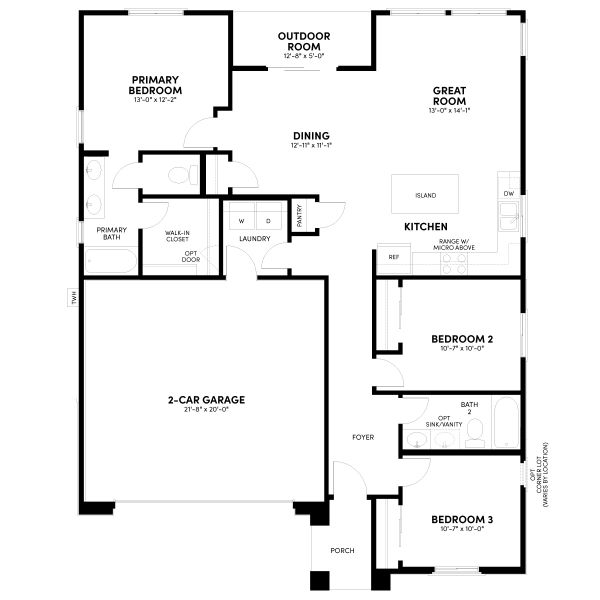 2D floor plan layout for the Aster by Brookfield Residential in Wildflower at Blossom Rock, Apache Junction, AZ (Image 3).
