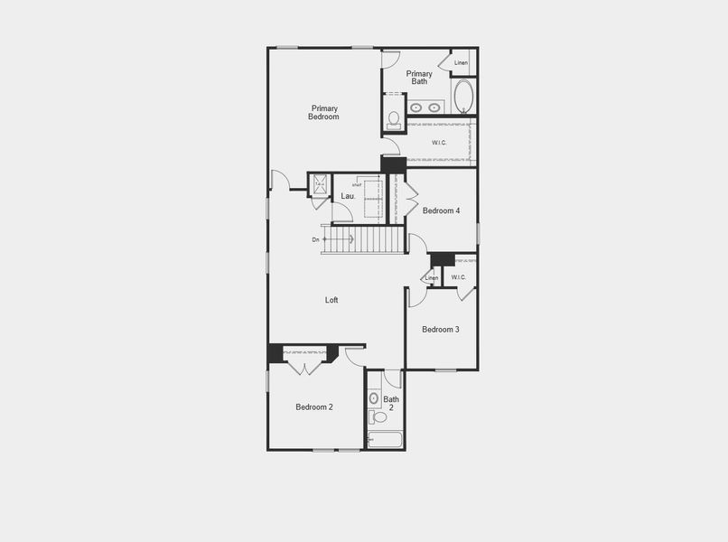 2D floor plan layout for the 2587 by KB Home in Sunset Oaks, Maxwell, TX (Image 3).