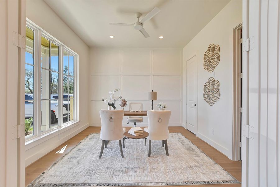Home office with full bathroom attached