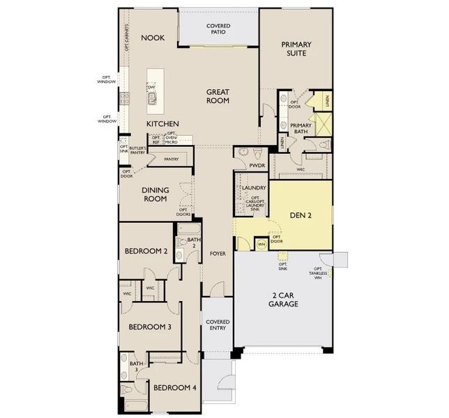 2D floor plan layout of this home in Marquis at Madera, Queen Creek, AZ (Image 2). 2D floor plan layout of this home in Marquis at Madera, Queen Creek, AZ (Image 2).