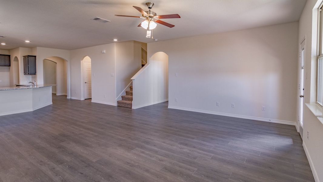 Representative unfurnished interior of a home built from the Daventry by D.R. Horton in Woodcreek, Fate (Image 6).