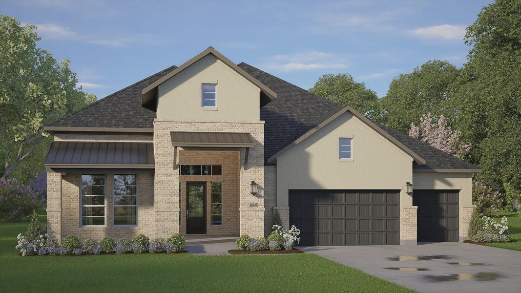 Representative exterior photo of a completed home built from the Scheffler by Chesmar Homes in Riceland 60',65',70', Mont Belvieu, TX (Image 3). Representative exterior photo of a completed home built from the Scheffler by Chesmar Homes in Riceland 60',65',70', Mont Belvieu, TX (Image 3).