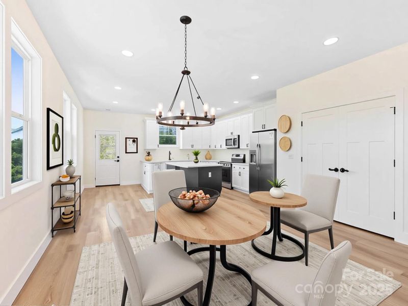 Virtually staged dining room kitchen