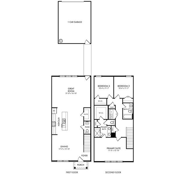 2D floor plan layout of this home in Greystone - Vista Townhomes, Smyrna, TN (Image 2).