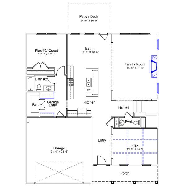 2D floor plan layout of this home in Fieldstone, Lexington, NC (Image 3).