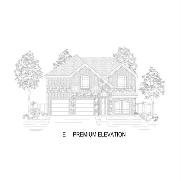 Front exterior of a new home in Valencia on The Lake, Little Elm, TX, highlighting curb appeal (Image 2).