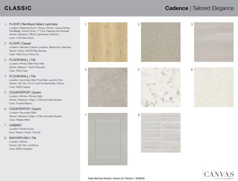 Design Selections.  Home is under construction and selections are subject to change.