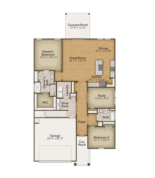 2D floor plan layout of this home in Terrapin, Leland, NC (Image 3). 2D floor plan layout of this home in Terrapin, Leland, NC (Image 3).