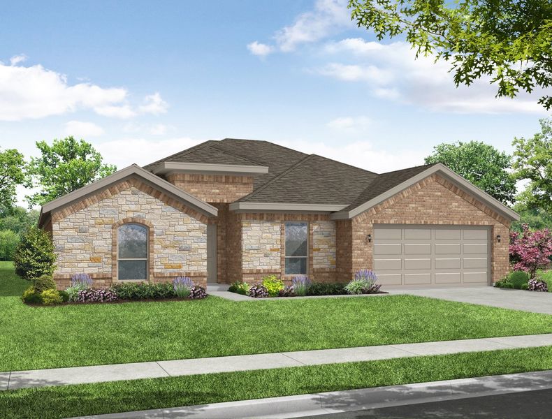 Representative exterior photo of a completed home built from the Walden II by Impression Homes in Mountain Valley Lake, Burleson, TX (Image 8). Representative exterior photo of a completed home built from the Walden II by Impression Homes in Mountain Valley Lake, Burleson, TX (Image 8).