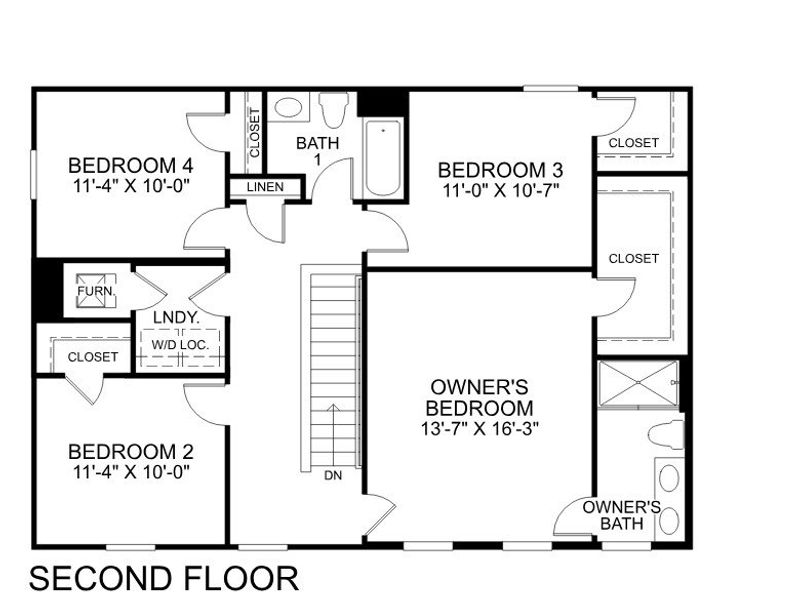 2D floor plan layout for the Cedar by Ryan Homes in Somerset, Santee, SC (Image 3).