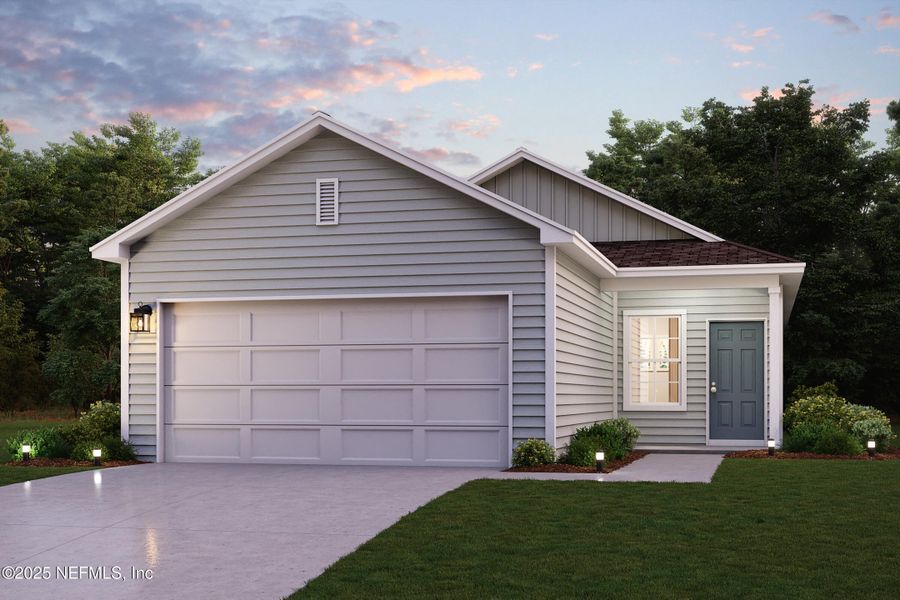 Front exterior of a new home in Kings Landing, Jacksonville, FL, highlighting curb appeal (Image 18).