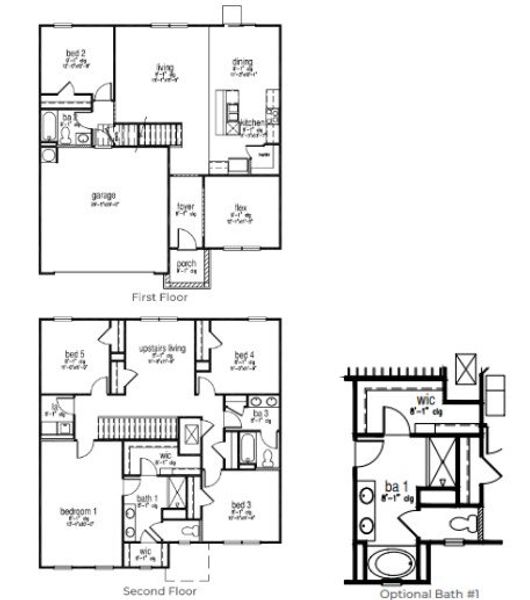 2D floor plan layout for the Hayden by D.R. Horton in The Pines at New Hampstead, Savannah, GA (Image 3).