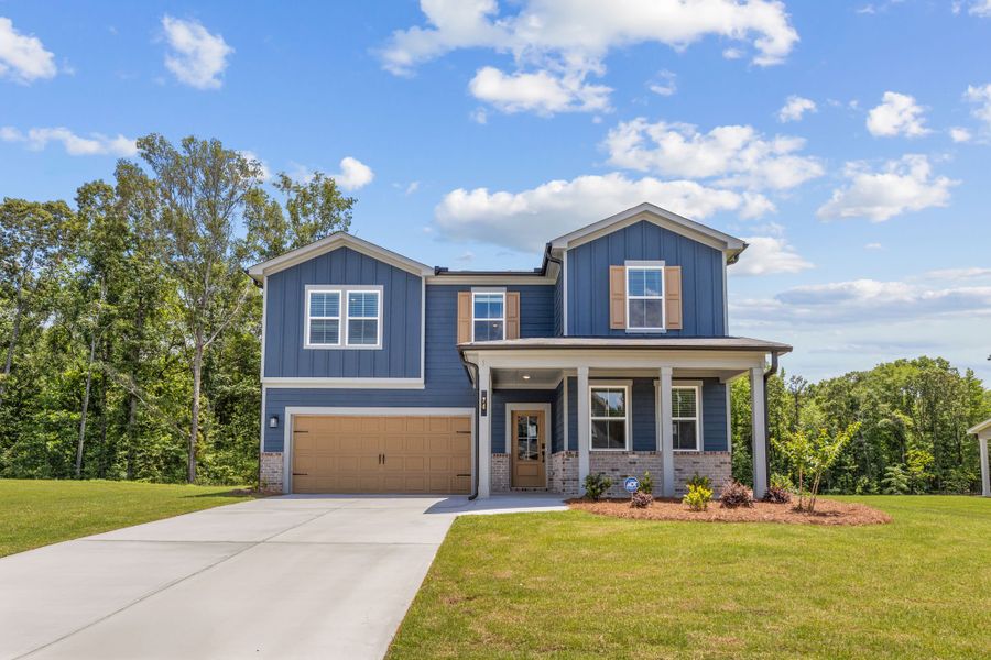 Front exterior of a new home in Reserve at Gum Springs, Jefferson, GA, highlighting curb appeal (Image 1). Front exterior of a new home in Reserve at Gum Springs, Jefferson, GA, highlighting curb appeal (Image 1).