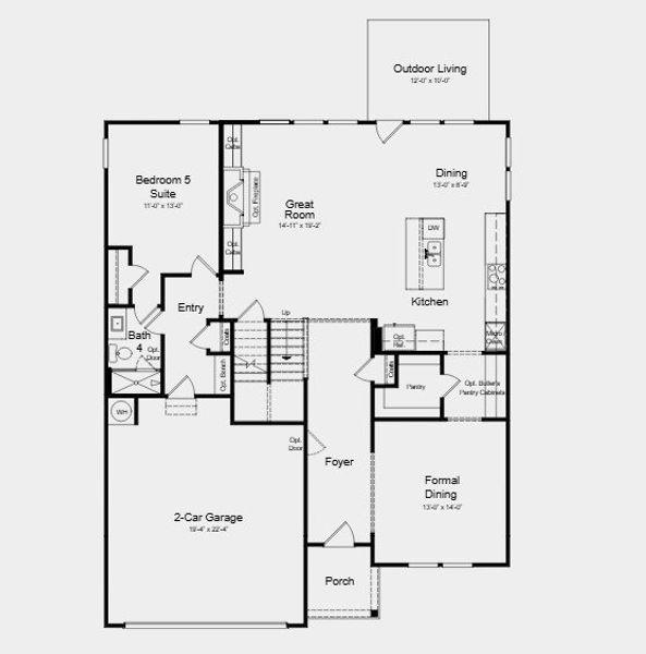 2D floor plan layout for the Essex by Taylor Morrison in Dreycott, Lawrenceville, GA (Image 5).