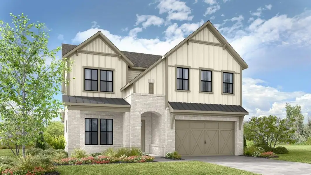 Front exterior of a new home in Towson Village, Peachtree City, GA, highlighting curb appeal (Image 1). Front exterior of a new home in Towson Village, Peachtree City, GA, highlighting curb appeal (Image 1).