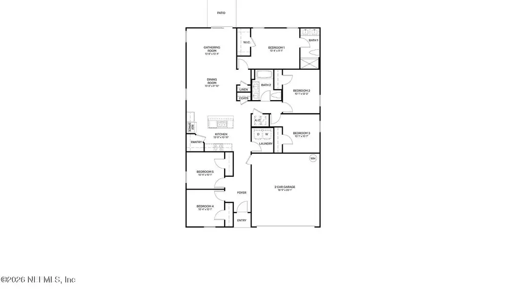 2D floor plan layout of this home in Bridle Creek, Jacksonville, FL (Image 3).