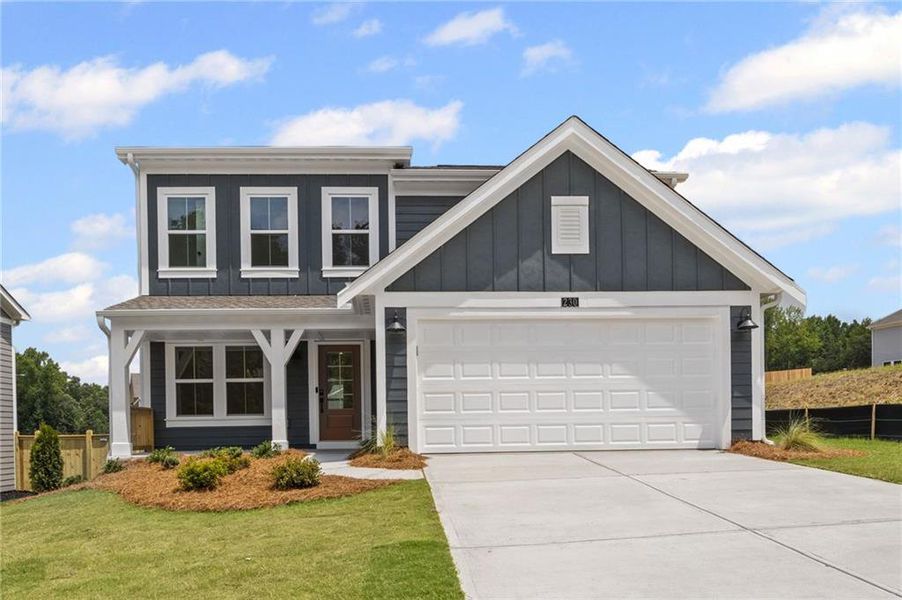 Front exterior of a new home in Sage Woods, Dallas, GA, highlighting curb appeal (Image 24).